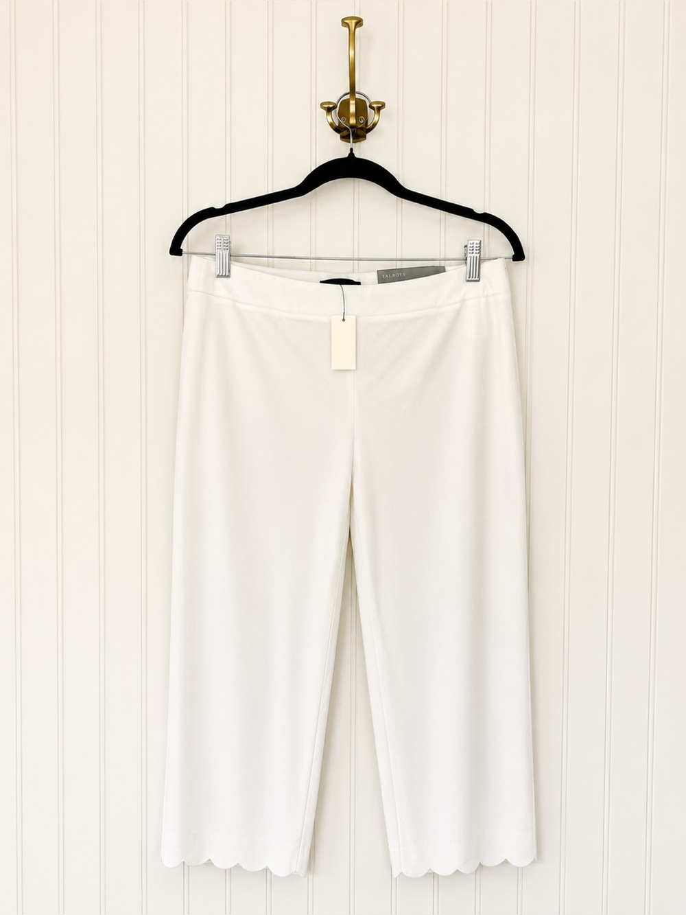 Talbots Chatman Crop Pants White NWT Scallop Trim 6P